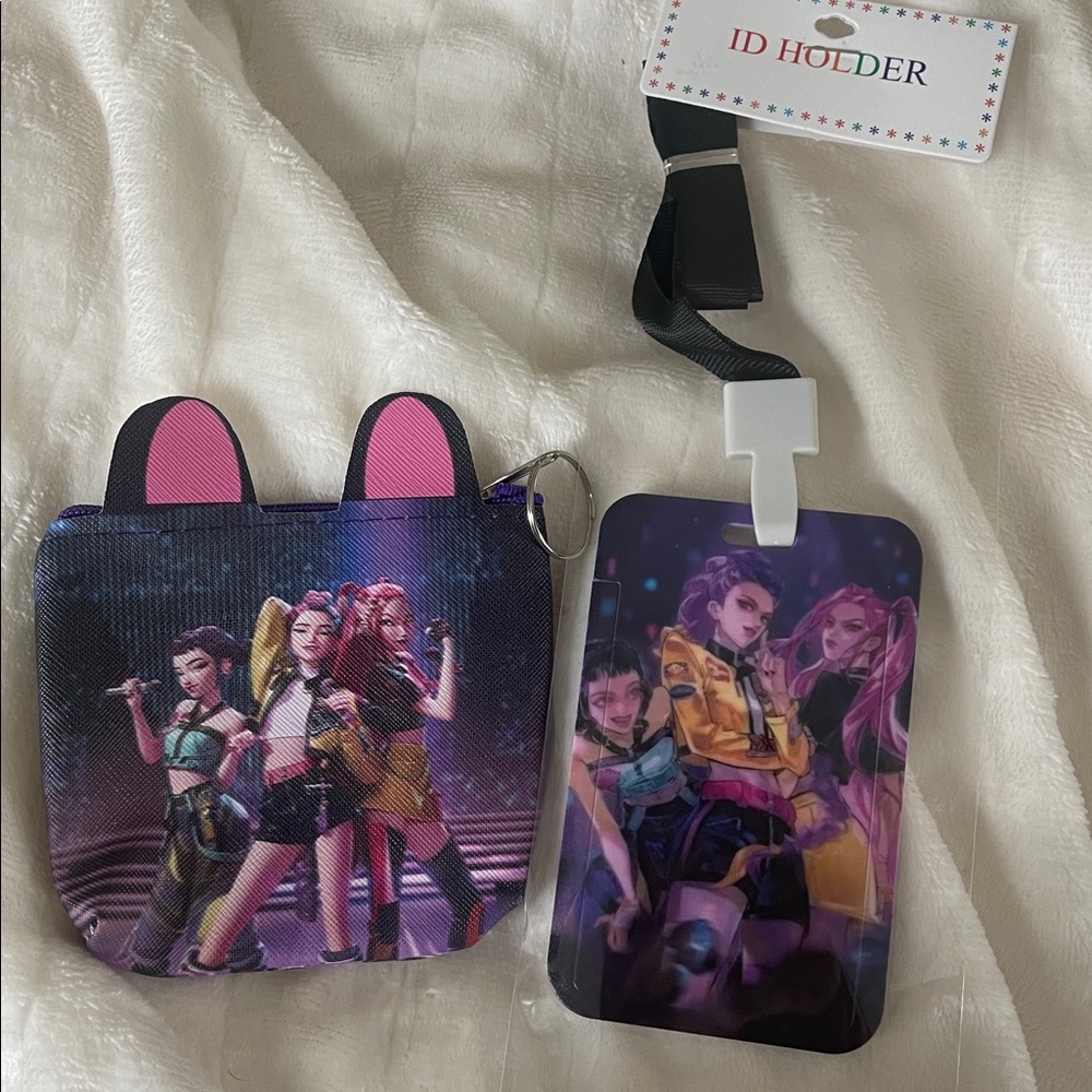 K-pop demon hunters Anime Character Coin Purse and Lanyard Set nwt